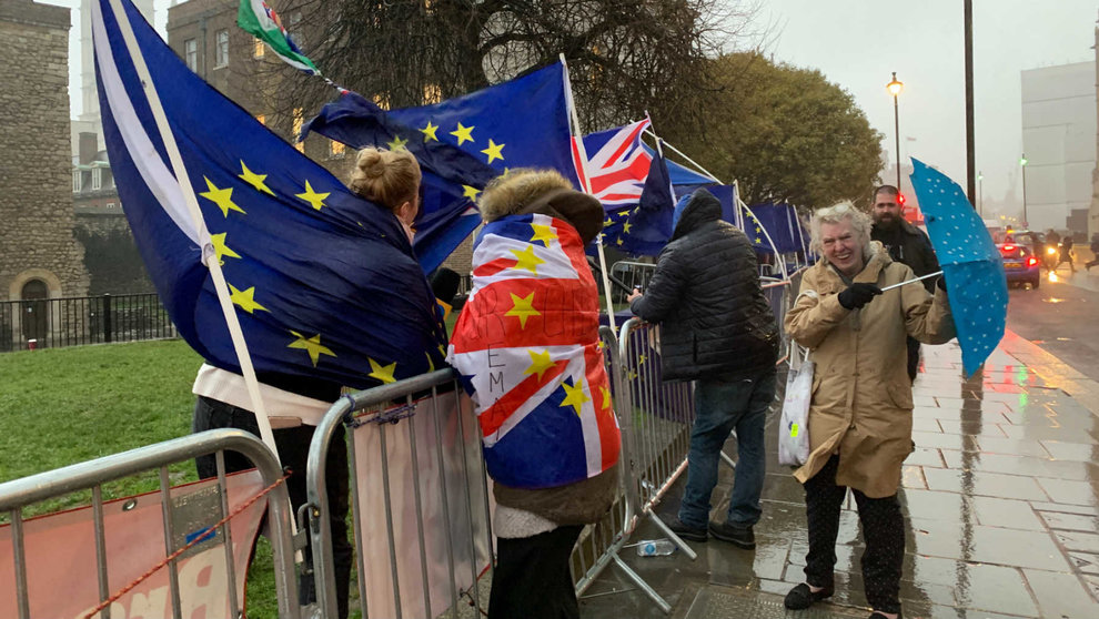 Brexit UK demonstrators Britain British EU by John Cameron