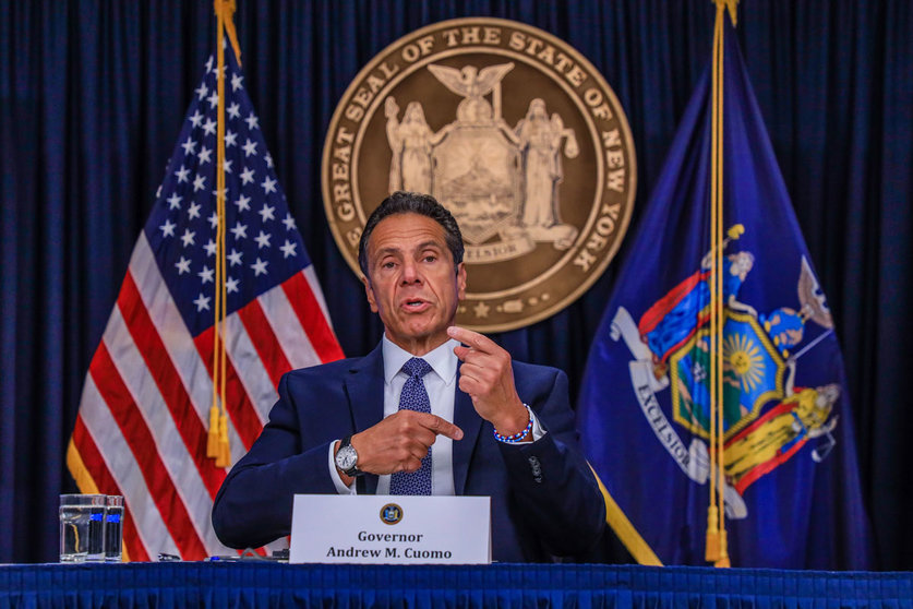 New York Governor Andrew Cuomo speaks during a a press conference to comment on the latest updates regarding coronavirus and the black live matters protests. Photo: Vanessa Carvalho/ZUMA Wire/dpa