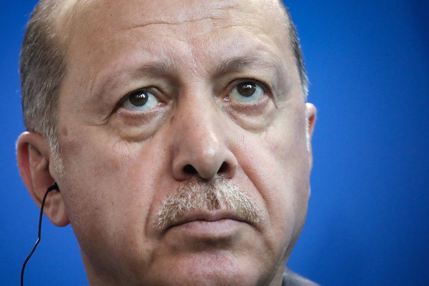FILED - 28 September 2018, Berlin: Turkish President Recep Tayyip Erdogan, attends a press conference in Berlin. Photo: Michael Kappeler/dpa