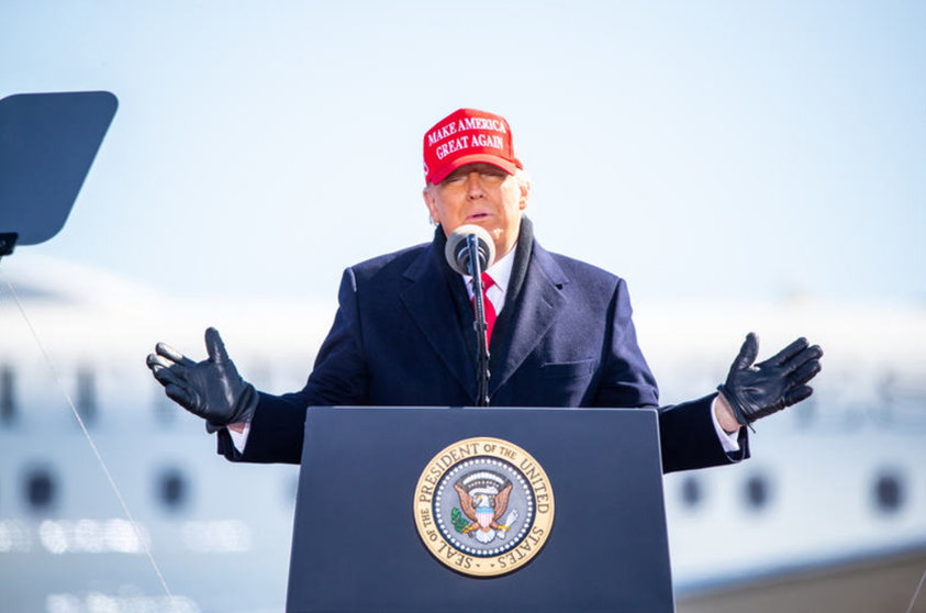 US President Donald Trump holds a Make America Great Again rally at the Fayetteville Regional Airport as part of his Republican campaign ahead of the US presidential election. Photo: Andy Martin Jr./ZUMA Wire/dpa.