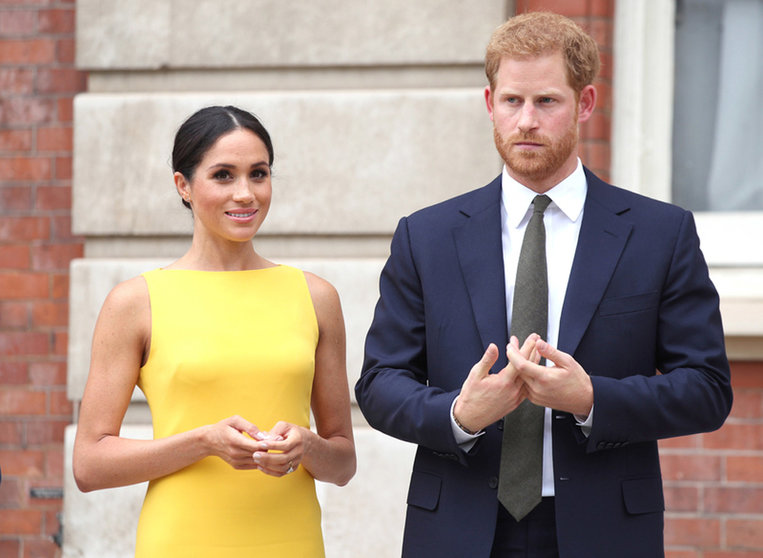 FILED - File photo dated May 7, 2018, of the Duke and Duchess of Sussex, Harry and Meghan, during the Your Commonwealth Youth Challenge reception at Marlborough House in London. Photo: Yui Mok/PA Wire/dpa.