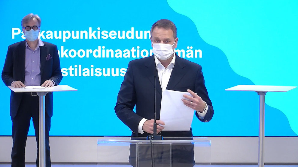 Helsinki mayor Jan Vapaavuori. Image: screenshot from press conference live stream by City of Helsinki.