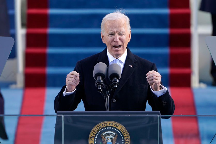 20 January 2021, US, Washington: US President Joe Biden delivers a speech after being sworn in during his inauguration as the 46th President of the United States. Photo: -/EUROPA PRESS/dpa