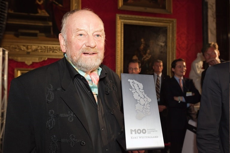 Kurt Westergaard received in 2010 the M100MediaAward in recognition of his commitment to freedom of speech and expression. Photo: Twitter/@M100Colloquium.