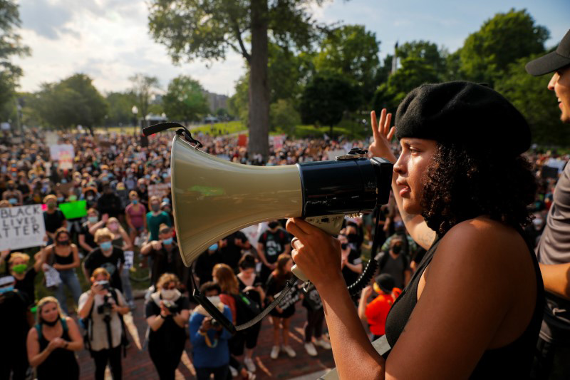 Faith Blass gestures while using a megaphone to speak to people during a protest following the death in Minneapolis police custody of George Floyd, in Boston, Massachusetts, U.S., June 3, 2020. REUTERS/Brian Snyder
Faith Blass gestures while using a megaphone to speak to people during a protest following the death in Minneapolis police custody of George Floyd, in Boston, Massachusetts, U.S., June 3, 2020. REUTERS/Brian Snyder
Faith Blass gestures while using a megaphone to speak to people during a protest following the death in Minneapolis police custody of George Floyd, in Boston, Massachusetts, U.S., June 3, 2020. REUTERS/Brian Snyder
Faith Blass gestures while using a megaphone to speak to people during a protest following the death in Minneapolis police custody of George Floyd, in Boston, Massachusetts, U.S., June 3, 2020. REUTERS/Brian Snyder